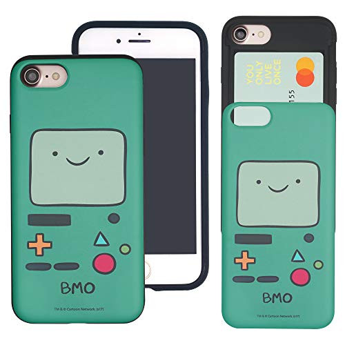 Compatible with iPhone 8 Plus iPhone 7 Plus Case Adventure Time Slim Slider Card Slot Dual Layer Holder Bumper Cover _ Beemo _BMO_