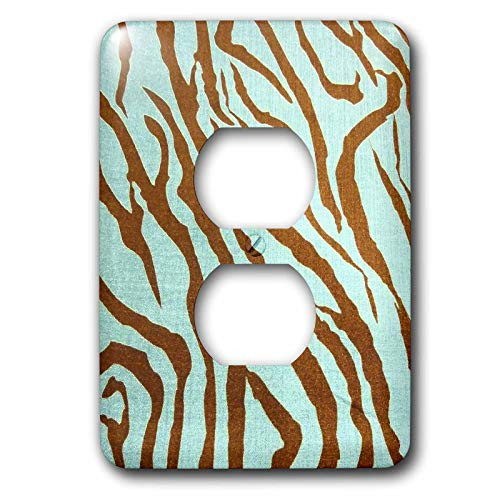 3dRose LLC lsp_40840_6 Brown N Aqua Zebra_ 2 Plug Outlet Cover