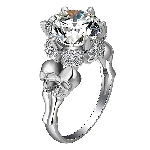 Paweenaso Ransopakul Elegant Skull 925 Sterling Silver White Sapphire Ring Wedding Engagement Jewelry _7_