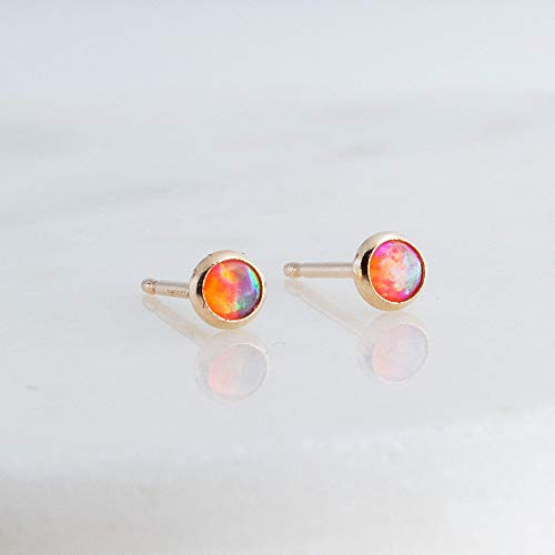 Fire Opal Tiny Stone 3mm with 14K Gold Filled Stud Earrings Fire Opal Tiny Stone 3mm with 14K Gold Filled Stud Earrings