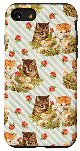 iPhone SE _2020_   7   8 Cottagecore Cats _ Flower Garden Vintage Kitten Pattern Case