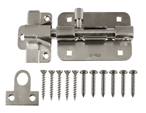 AjustLock 5 Inch Barrel Bolt, Extra Heavy Duty Lock (Stainless Steel)