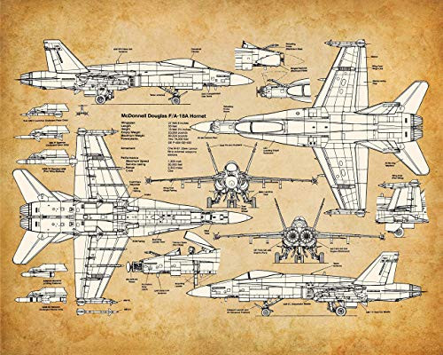 Canvas _ F_18 Hornet Patent _ Choose Unframed Poster or Canvas _ Great Gift for Marine and Navy Pilots and Home Decor Under  25