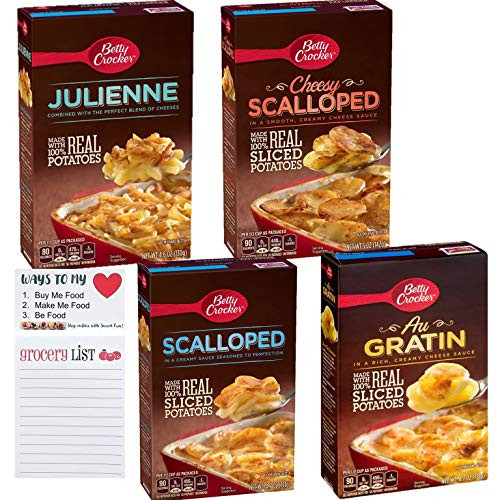 Potato Side Dish Variety pack of 4 _ Betty Crocker Au Gratin _ Scalloped _ Julienne _ Cheesy Scalloped _ Snack Fun Shopping Pad Potato Side Dish Variety pack of 4 _ Betty Crocker Au Gratin _ Scalloped _ Julienne _ Cheesy Scalloped _ Snack Fun Shopping Pad