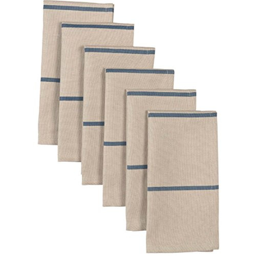 VHC Brands Americana Farmhouse Tabletop & Kitchen-Lauren Blue Napkin Set of 6, One Size, Steel Blue VHC Brands Americana Farmhouse Tabletop & Kitchen-Lauren Blue Napkin Set of 6, One Size, Steel Blue