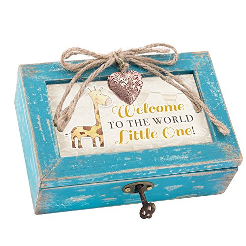Cottage Garden Welcome To World Little One Teal Distressed Locket Petite Music Box Plays Wonderful World Cottage Garden Welcome To World Little One Teal Distressed Locket Petite Music Box Plays Wonderful World