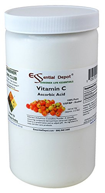 Ascorbic Acid Powder _ Vitamin C _ 2.2 lbs _ 1 KG _ Food Grade _ USP _ Safety Sealed HDPE Container with resealable Cap Ascorbic Acid Powder _ Vitamin C _ 2.2 lbs _ 1 KG _ Food Grade _ USP _ Safety Sealed HDPE Container with resealable Cap