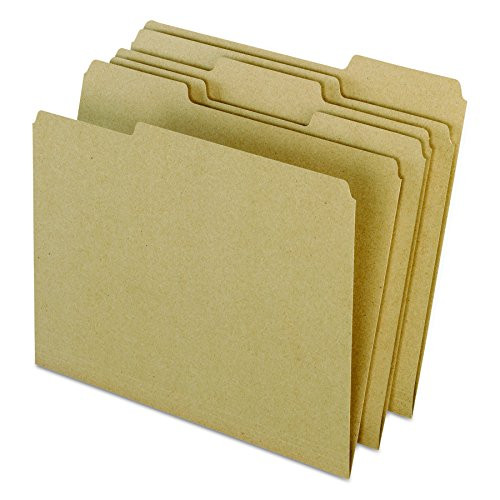 Earthwise by Pendaflex 04342 Recycled File Folders, 1/3 Top Tab, Ltr, Natural (Box of 100)