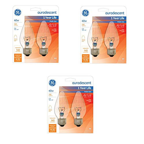 G E Lighting 75343 Flame Shape Auradescent Bulb_ 40W_ 6_Pack