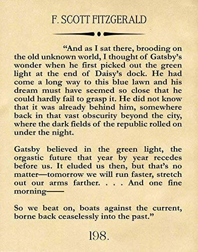 The Great Gatsby Last Page Quote Print Gatsby Wall Art Gatsby Poster Gatsby Quotation Great Gatsby Decor F Scott Fitzgerald Quote Gatsby Art _11 x 14_ Parchment_