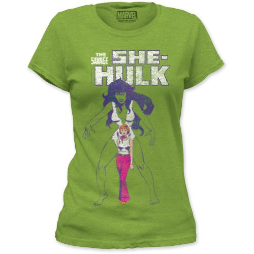 Marvel Comics _ Womens She_Hulk The Savage T_Shirt_ Large_ Heather Green
