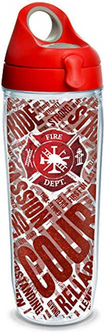 Tervis 1226731 Firefighter Courageous Wordle Tumbler with Wrap and Red with Gray Lid 24oz Water Bottle, Clear Tervis 1226731 Firefighter Courageous Wordle Tumbler with Wrap and Red with Gray Lid 24oz Water Bottle, Clear