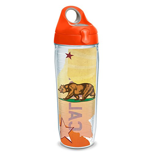 Tervis 1230624 California State Flag Colossal Tumbler with Wrap and Orange Lid 24oz Water Bottle, Clear Tervis 1230624 California State Flag Colossal Tumbler with Wrap and Orange Lid 24oz Water Bottle, Clear