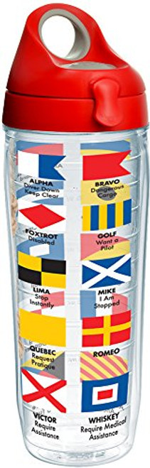 Tervis 1231041 Nautical Flags Tumbler with Wrap and Red with Gray Lid 24oz Water Bottle, Clear Tervis 1231041 Nautical Flags Tumbler with Wrap and Red with Gray Lid 24oz Water Bottle, Clear