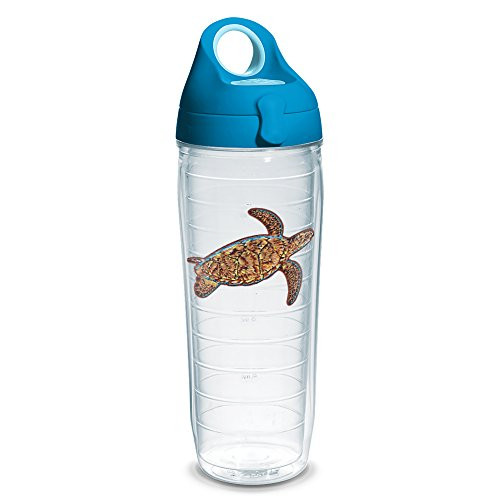 Tervis 1230778 Guy Harvey - Sea Turtle Tumbler with Emblem and Turquoise Lid 24oz Water Bottle, Clear