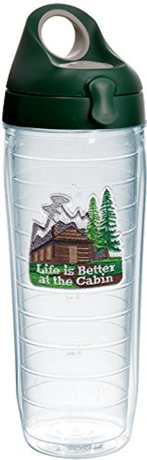 Tervis 1231392 Life is Better at the Cabin Tumbler with Emblem and Hunter Green with Gray Lid 24oz Water Bottle, Clear Tervis 1231392 Life is Better at the Cabin Tumbler with Emblem and Hunter Green with Gray Lid 24oz Water Bottle, Clear
