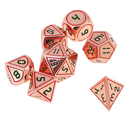 F Fityle Pack 7pcs Metal Polyhedral Dices D20 D12 D10 D8 D6 D4 Set Party Pub Bar Toy G