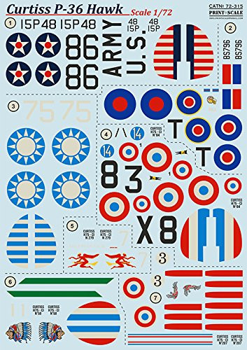 Wet Decal for Republic Wet Decal for Curtiss P_36 Hawk Model Decal 1 72 PRINT SCALE 72_315 Wet Decals for Aircraft