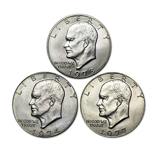 1973 P 1974 P 1977 P Eisenhower IKE Clad Dollar Brilliant Uncirculated 3 Coin Set