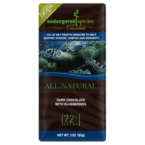 Endangered Species Chocolate Dark Chocolate Blueberries Sea Turtle_ 3_ounces _Pack of 6_