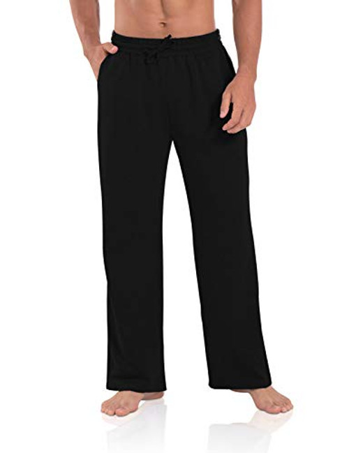 Agnes Urban Men's Joggers Sweatpants Open Bottom Straight Leg Casual Loose Fit Running Athletic Jersey Pants with Pockets Black