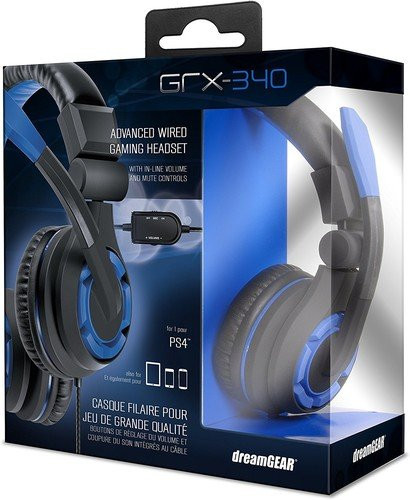 dreamGEAR: GRX-340 Advanced, Wired Stereo Gaming Headset for PS4  Includes Inline Dual Volume Control For Chat and Game Sounds. Also works with XBOX One, and other systems