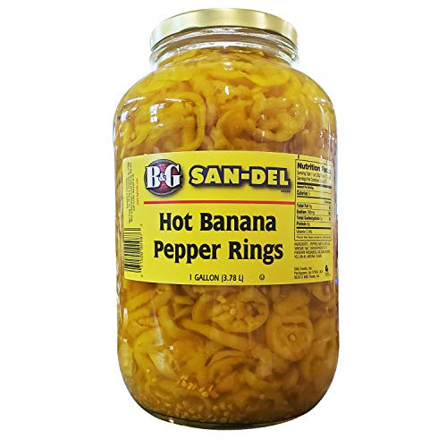 B and G San_Del Hot Banana Pepper Rings 1 Gallon