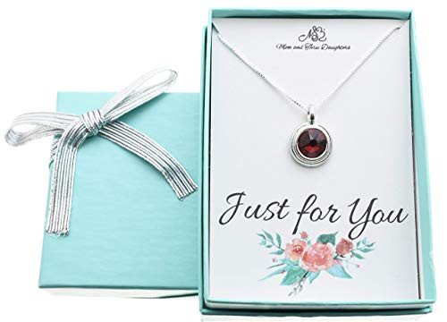 Little girls_ girls_ teens or womans January birthstone necklace in silver plated pewter on an 16 sterling silver box chain with a 2 inch  extender. January Birthday