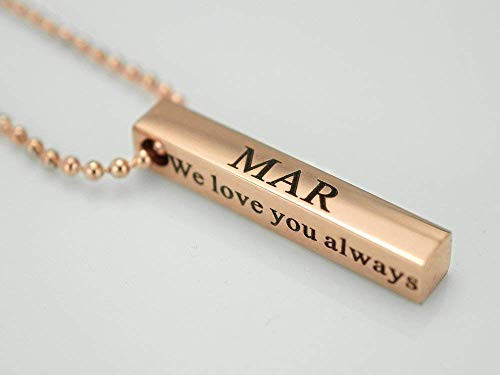 Personalized Rose Gold Bar Necklace for 