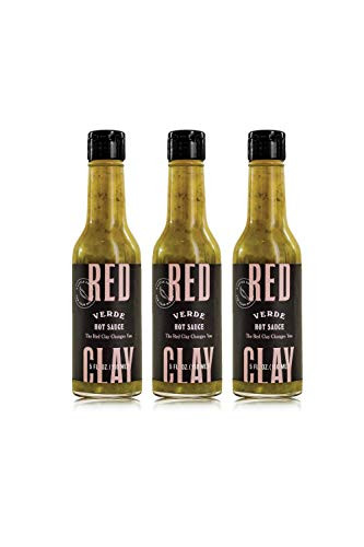 Verde Hot Sauce by Red Clay_ Medium Heat_ Maximum Flavor_ Made with Cold_Pressed and Fermented Serrano Peppers_ Cilantro_ Fennel_ and Onion_ 5 oz _Pack of 3_