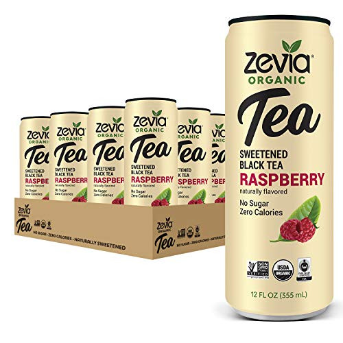 Zevia Organic Sugar Free Iced Tea_ Raspberry_ 12 Fl Oz Can _Pack of 12_