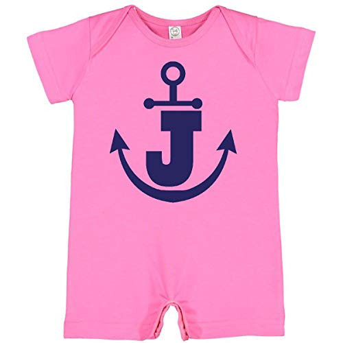 inktastic Monogram J Nautical Anchor Infant Romper 18 Months Raspberry 22315