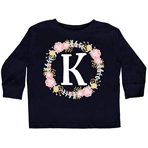 inktastic Monogram Letter K Rose Toddler Long Sleeve T_Shirt 5_6 Black 31b71