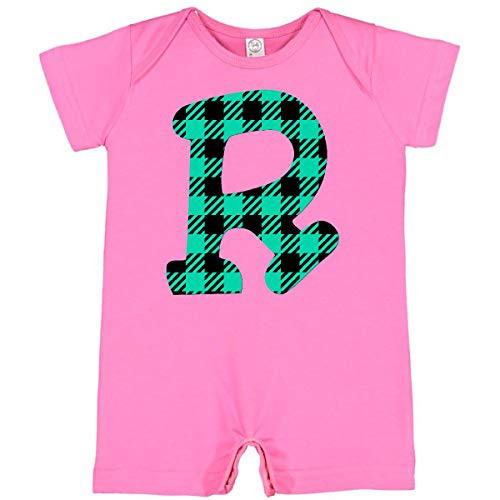 inktastic Teal Plaid Initial R Infant Romper Newborn Raspberry 3cc07