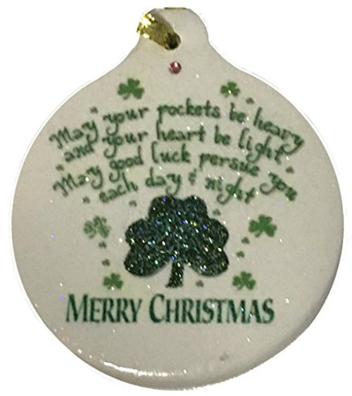 Laurie G Creations Irish Blessing Porcelain Ornament Celtic Pride Shamrock Good Luck Gift Boxed