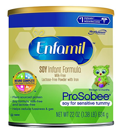 Enfamil ProSobee Soy Sensitive Tummy Baby Formula Dairy_Free Lactose_Free Milk_Free Soy Based Formula Plant Protein Powder 22 oz. Can Omega 3 DHA for Brain Support Enfamil ProSobee Soy Sensitive Tummy Baby Formula Dairy_Free Lactose_Free Milk_Free Soy Based Formula Plant Protein Powder 22 oz. Can Omega 3 DHA for Brain Support