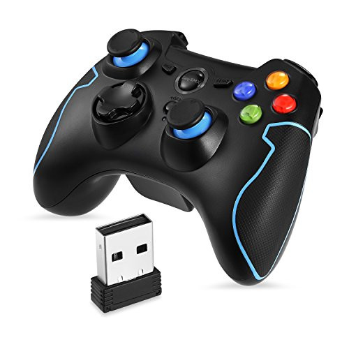 EasySMX 2.4G Wireless PS3 Controller, PC Gamepads with Vibration Fire Button range up to 10m Support PC (Windows XP/7/8/8.1/10), PS3, Android, Vista, TV Box Portable Gaming Joystick Handle