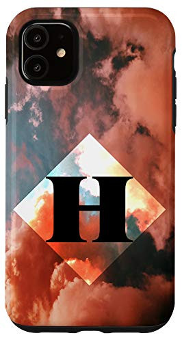 iPhone 11 Pink Clouds Diamond Monogram Capital Letter H Case