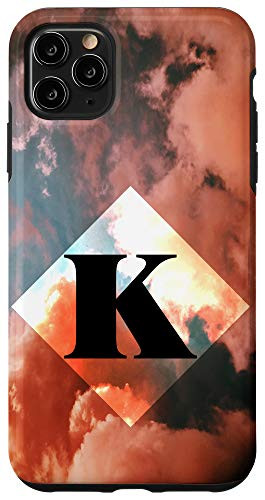 iPhone 11 Pro Max Pink Clouds Diamond Monogram Capital Letter K Case