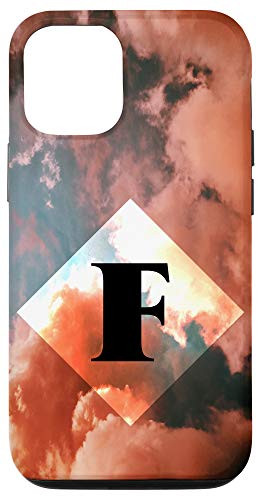 iPhone 12 12 Pro Pink Clouds Diamond Monogram Capital Letter F Case