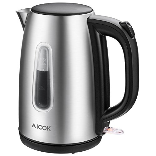Electric Kettle 1.7L Stainless Steel Tea Kettle with British Strix Control, 1500W Fast Boiling Water Kettle, Hot Water Kettle Electric with Auto Shut-Off, BPA-Free By Aicok Electric Kettle 1.7L Stainless Steel Tea Kettle with British Strix Control, 1500W Fast Boiling Water Kettle, Hot Water Kettle Electric with Auto Shut-Off, BPA-Free By Aicok