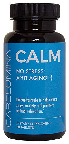 Carelumina Calm _ Stress Relief  Plus  Anti_Aging Supplement _ Vitamins A C E_ Collagen Hydrolysate 60 tablets 30 Servings _ Made in USA