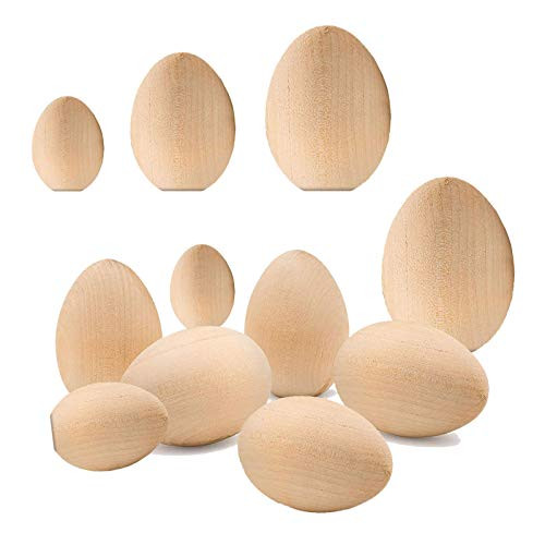 Komoo DIY Easter Wooden Fake Eggs Unpainted Natural Wood Eggs Quick_Drying Painting Easter Gift Crafts Decorations _L_