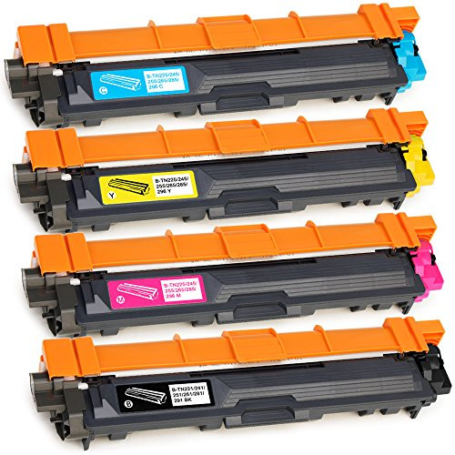 JIMIGO 4-Pack TN221 TN225 Compatible Toner Cartridges for Brother TN221 TN225 TN-221 TN-225 Toner, Work with Brother HL-3170CDW HL-3140CW HL-3180CDW, Brother MFC-9130CW MFC-9330CDW MFC-9340CDW