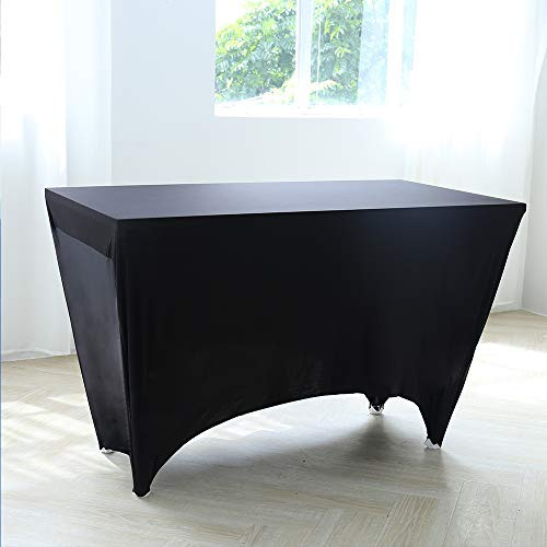 Zdada Black Spandex Table Cover 4ft Stretch Table Cloth for Wedding Party Table