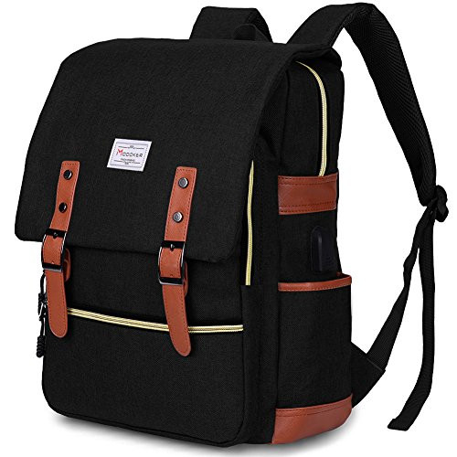 Modoker Vintage Laptop Backpack for Women Men,School College Backpack with USB Charging Port Fashion Backpack Fits 15 inch Notebook (Black) Modoker Vintage Laptop Backpack for Women Men,School College Backpack with USB Charging Port Fashion Backpack Fits 15 inch Notebook (Black)