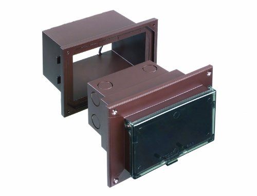 Arlington DHB1BR-1 Low Profile IN BOX Electrical Box with Adapter Sleeve for New Brick Construction, 1-Gang, Horizontal, Brown Cover/Brown Box