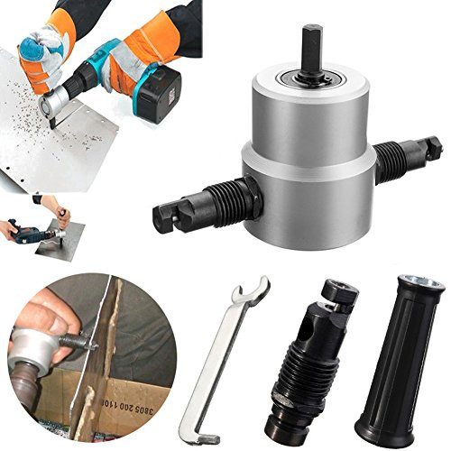 Double Head Metal Sheet Nibbler Cutter - 360 Degree Nibble Metal Cutting Drill Tool Tackle Car Repair Metal Sheet 5pcs Sets