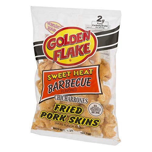 Golden Flake Snack Foods Sweet Heat Barbecue Flavored Fried Pork Skins 3 oz. Bag _6 Bags_