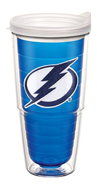 Tervis 1058521 NHL Tampa Bay Lightning Primary Logo Tumbler with Emblem and Frosted Lid 24oz, Blue
